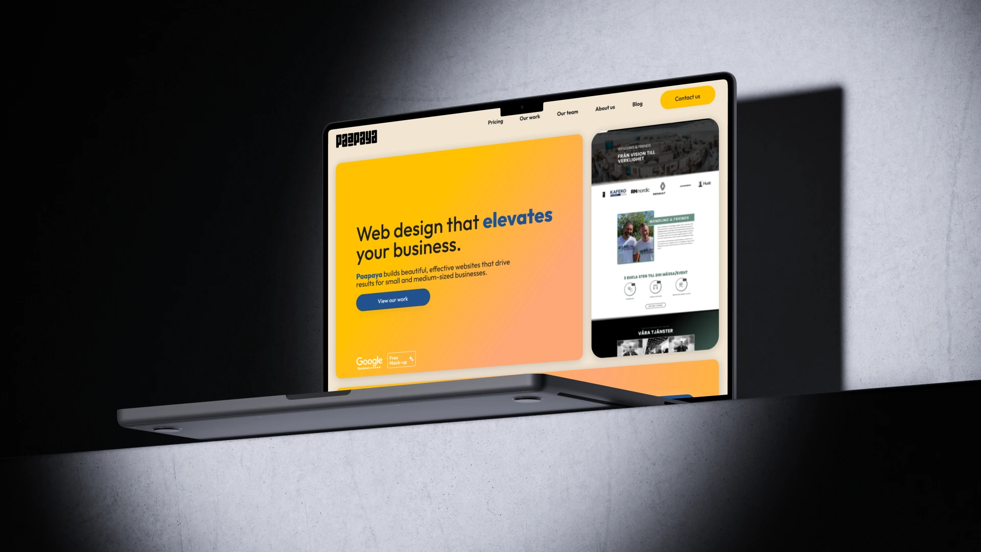 Landing page for web agency